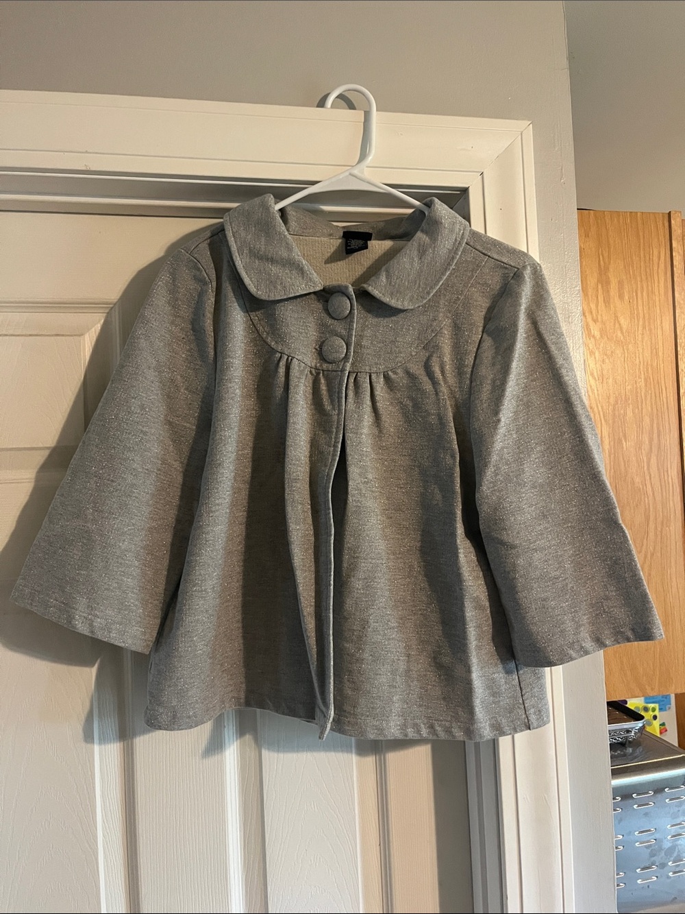 Canyon River Blues Silver-Gray Peter Pan Collar Pea Coat Sweater